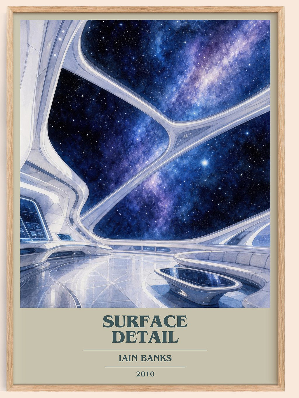 Surface Detail book cover book poster by Iain Banks – framed literary art print