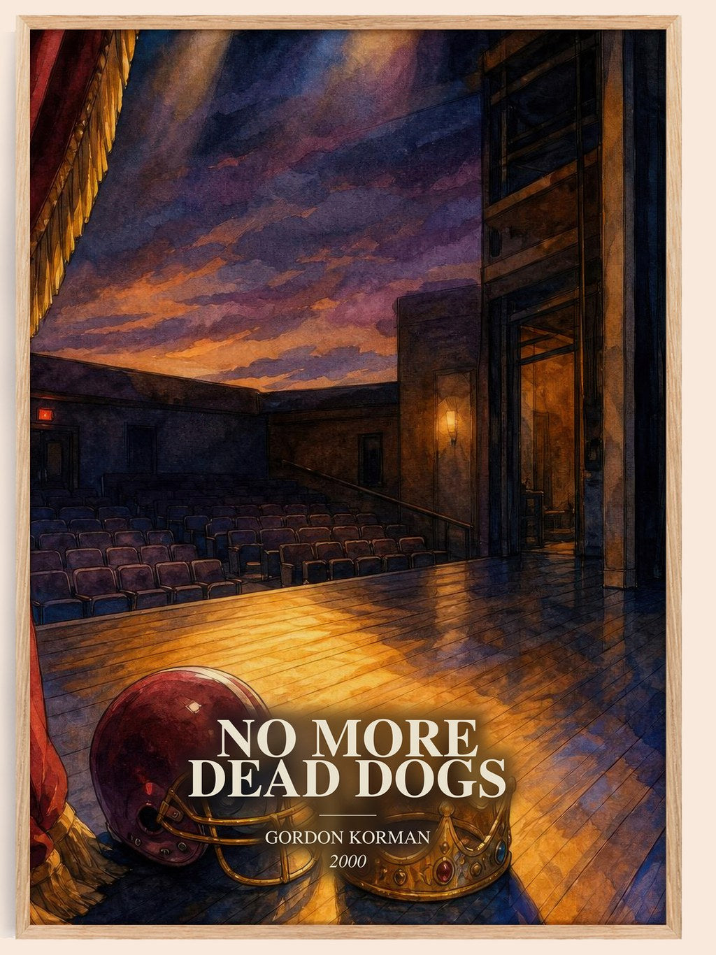 No more dead dogs watercolour book poster by Gordon Korman – framed literary art print