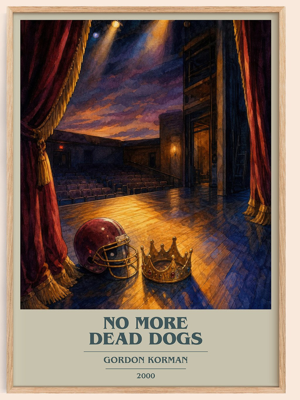 No more dead dogs book cover book poster by Gordon Korman – framed literary art print