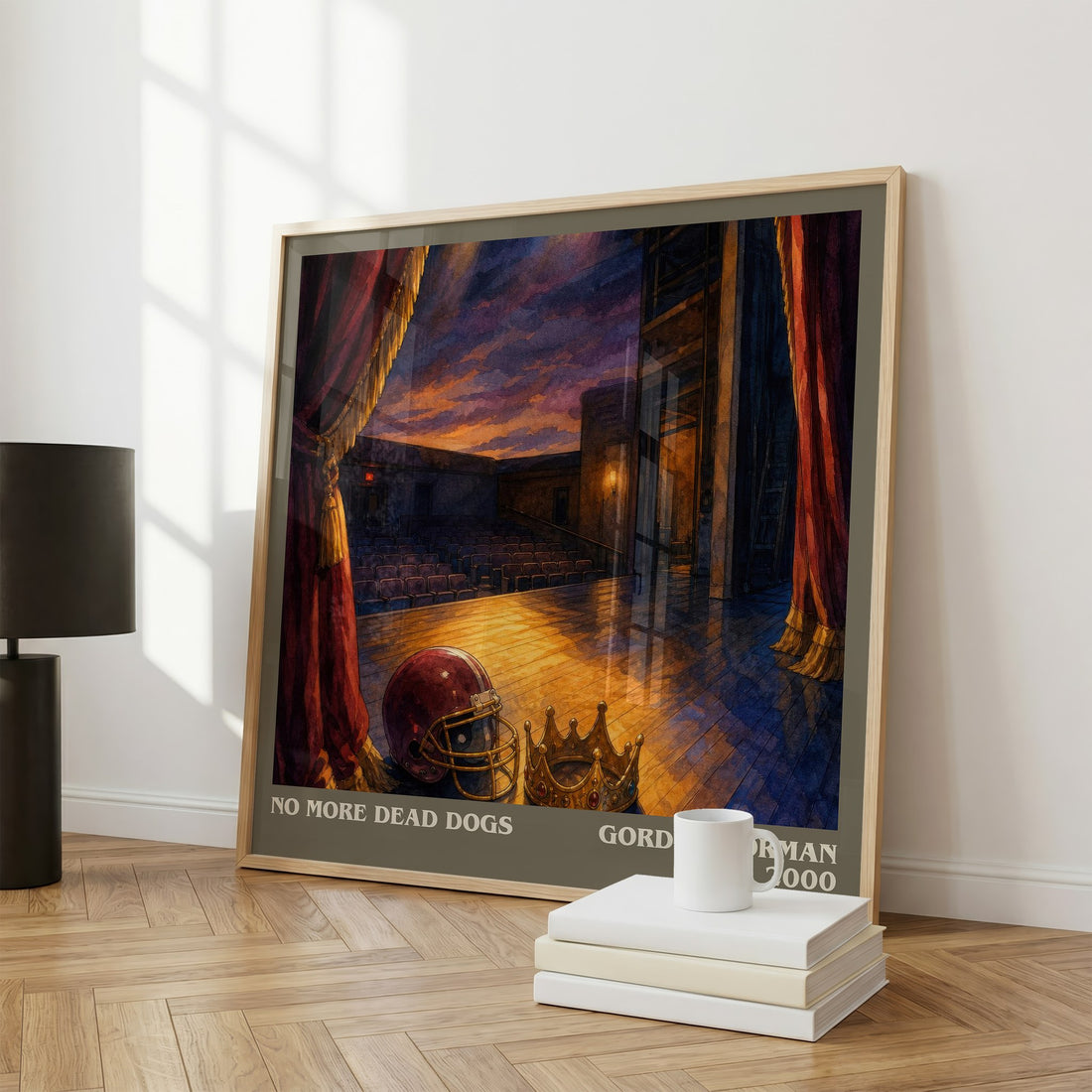 No more dead dogs literary print framed by window – literary home decor