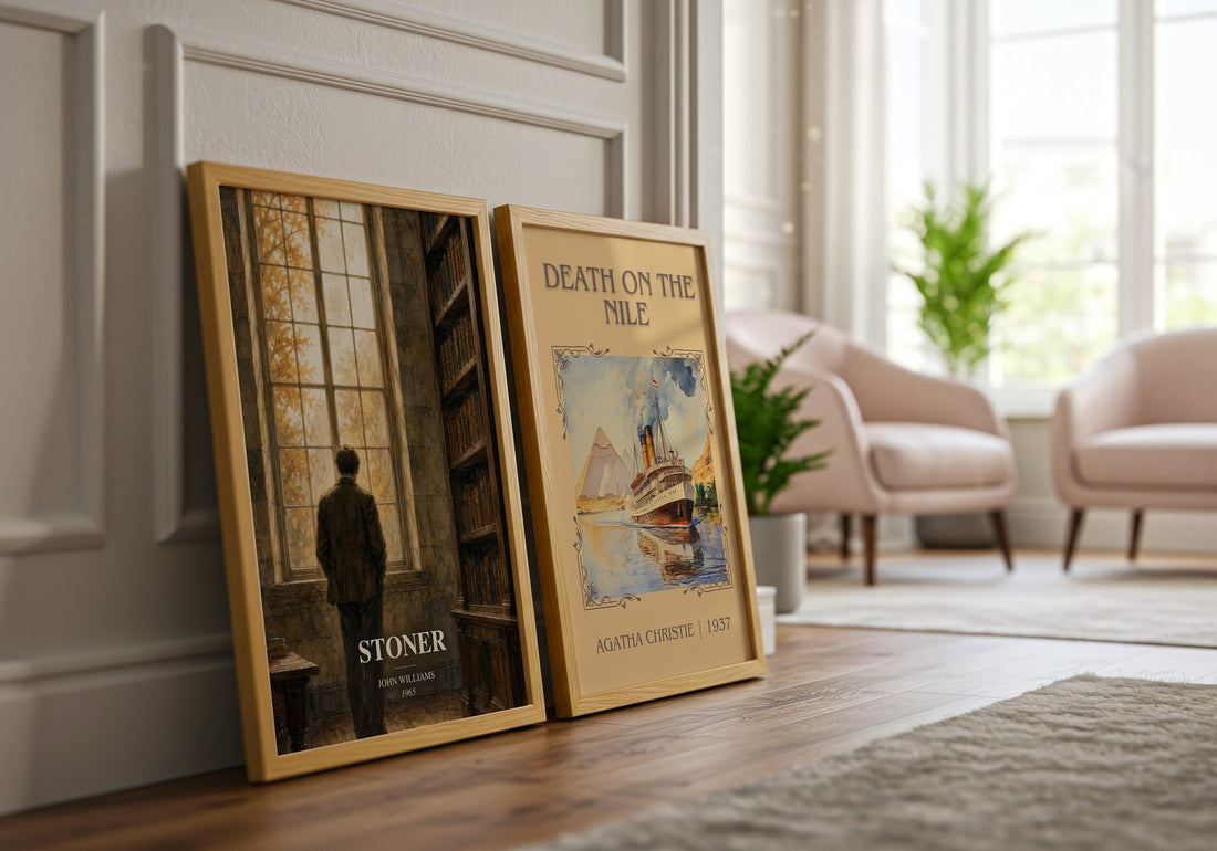 Stoner watercolour print framed by window – literary home decor