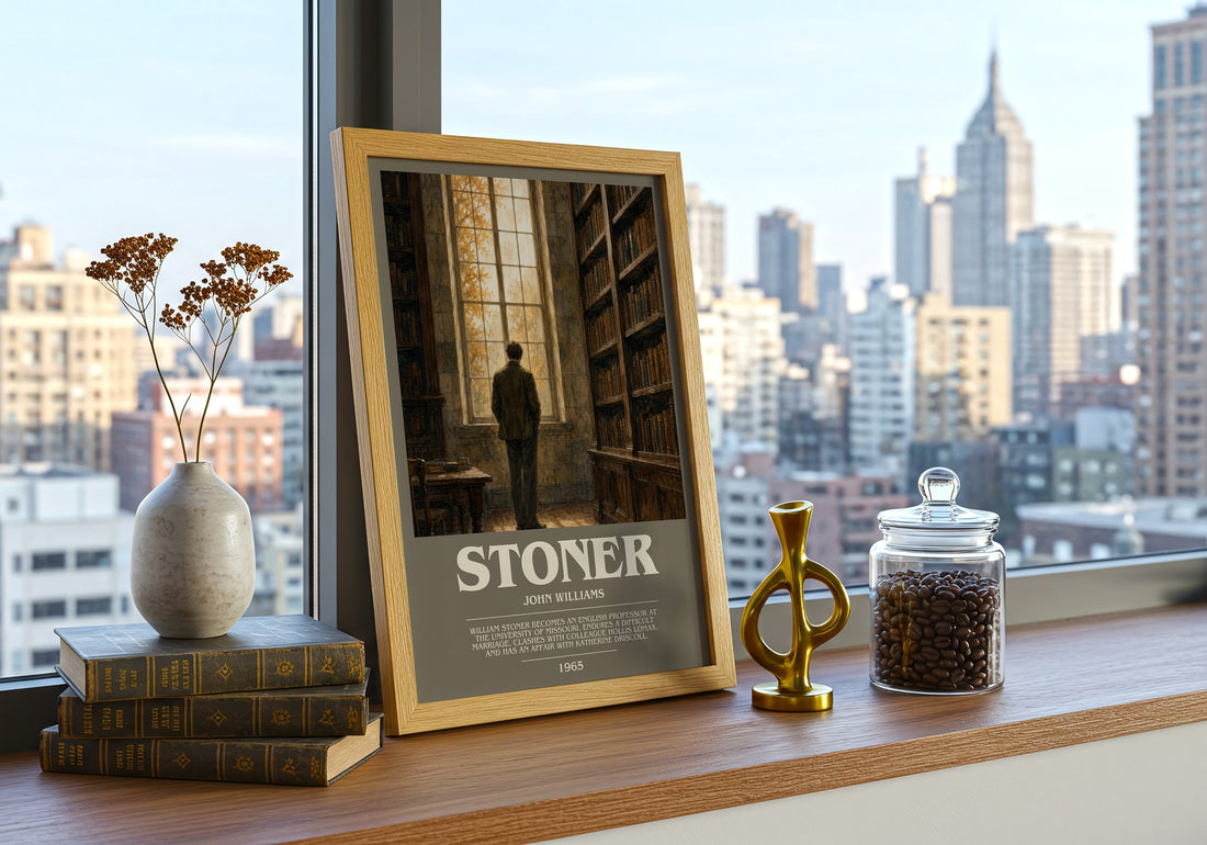 Stoner bookish print framed by window – literary home decor