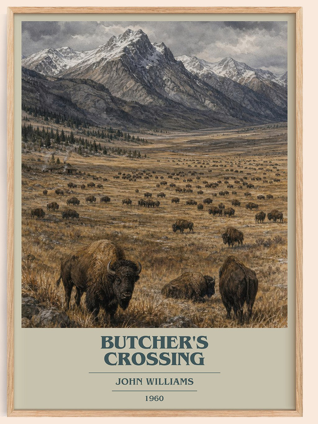 Butcher's Crossing book cover book poster by John Williams – framed literary art print