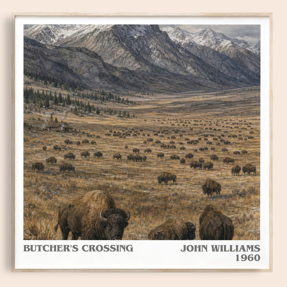 Butcher's Crossing literary book poster by John Williams – framed literary art print