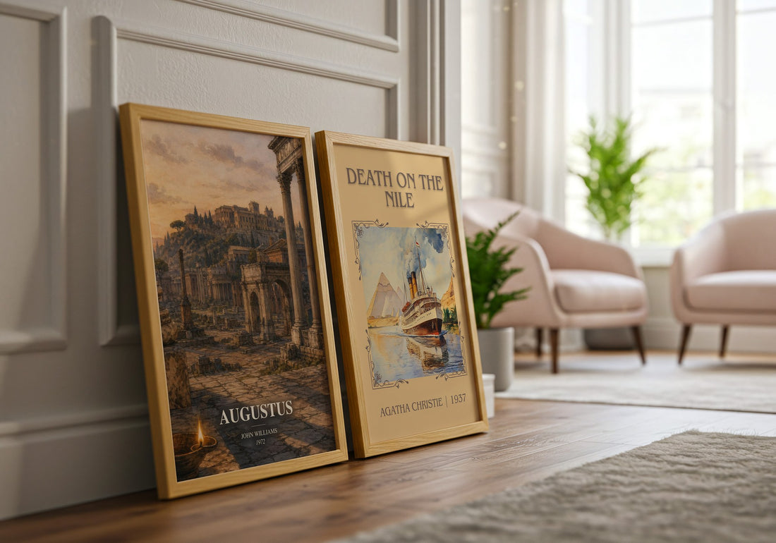 Augustus watercolour print framed by window – literary home decor