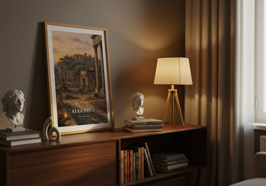 Augustus watercolour print on bookshelf – John Williams fan gift