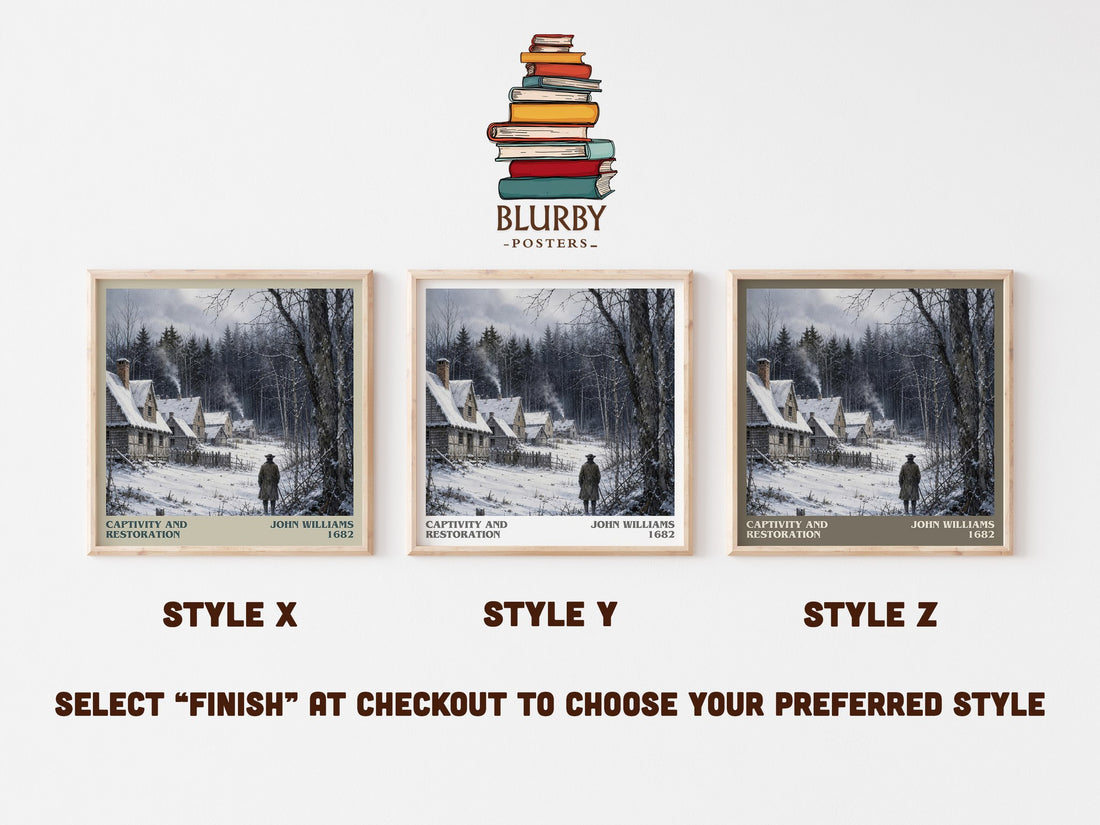 Captivity and Restoration literary print in frame leaning in hallway – memoir wall art (mockup)