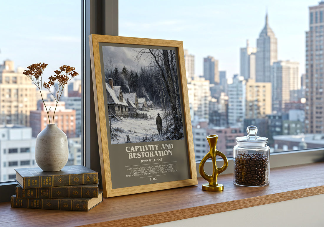 Captivity and Restoration bookish print framed by window – literary home decor