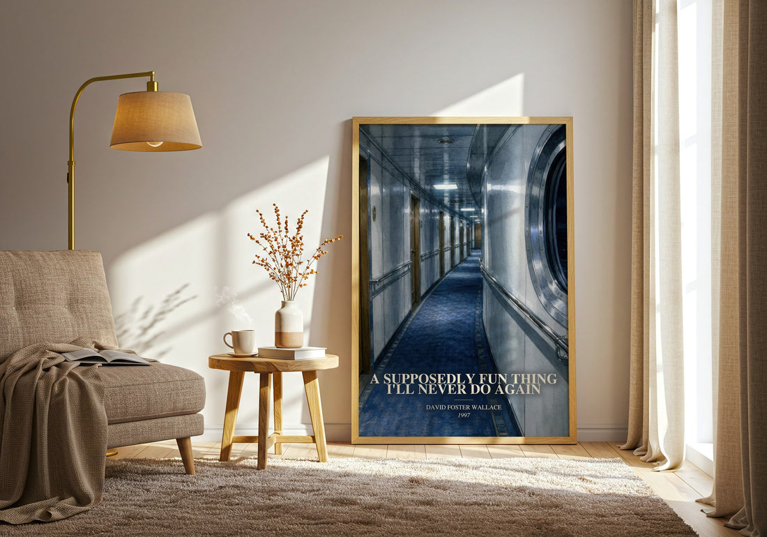 A supposedly fun thing I'll never do again watercolour print in frame leaning in hallway – non fiction wall art