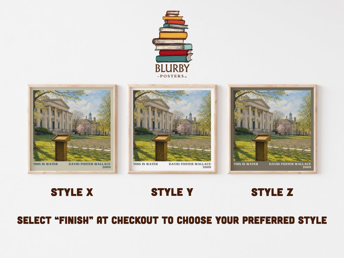 This is water literary print in frame leaning in hallway – philosophy wall art (mockup)
