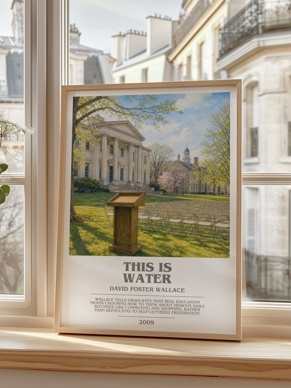 This is water bookish poster colour and style options – David Foster Wallace book art