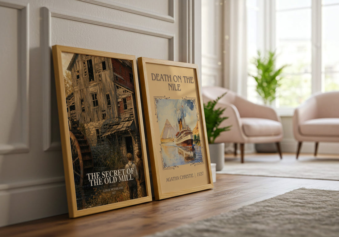 The secret of the old mill watercolour print framed by window – literary home decor