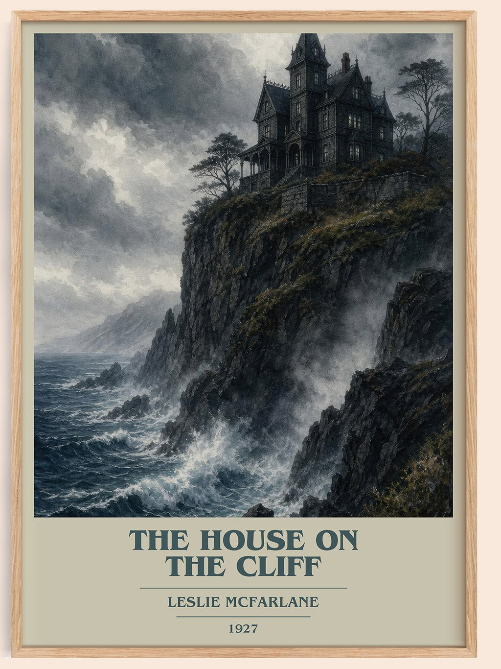 The House on the Cliff book cover book poster by Leslie McFarlane – framed literary art print