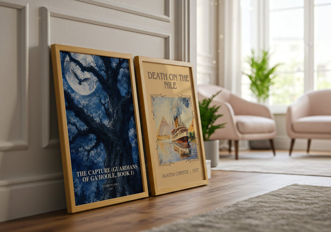 The Capture (Guardians of Ga'Hoole, Book 1) watercolour print framed by window – literary home decor