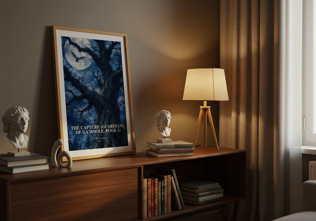 The Capture (Guardians of Ga'Hoole, Book 1) watercolour print on bookshelf – Kathryn Lasky fan gift