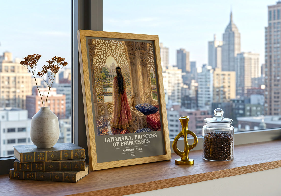 Jahanara, Princess of Princesses book cover print framed by window – literary home decor