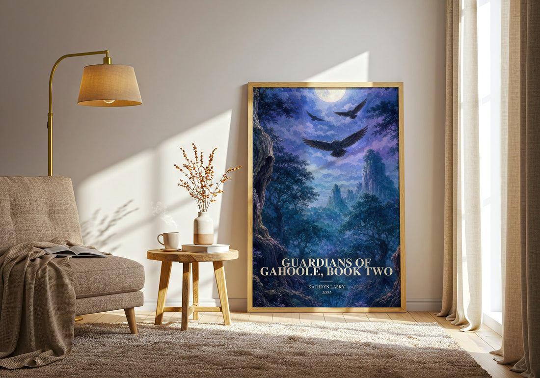 Guardians of GaHoole, Book Two watercolour print in frame leaning in hallway – fantasy wall art