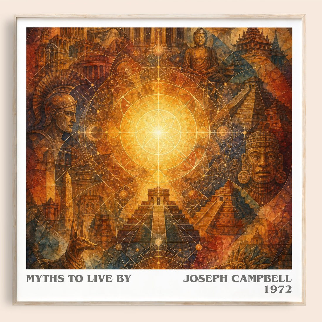Myths to live by literary book poster by Joseph Campbell – framed literary art print