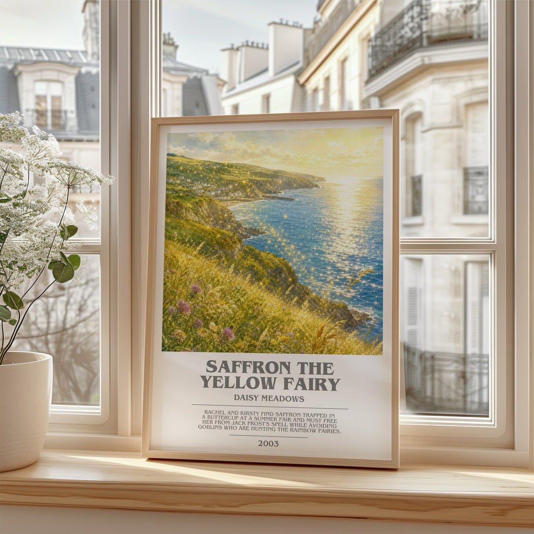 Saffron the Yellow Fairy bookish poster colour and style options – Daisy Meadows book art