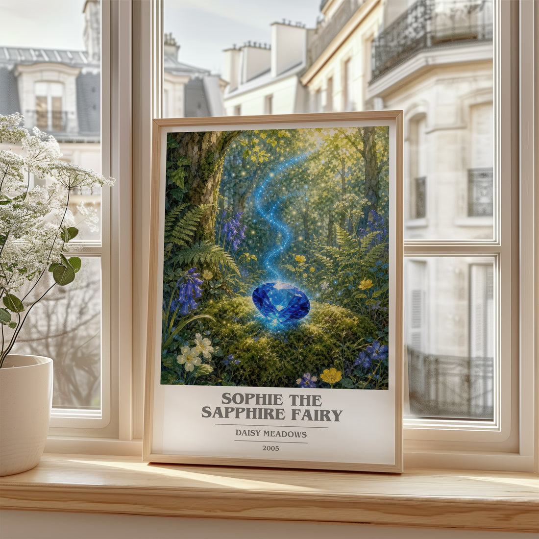 Sophie the Sapphire Fairy book cover poster colour and style options – Daisy Meadows book art