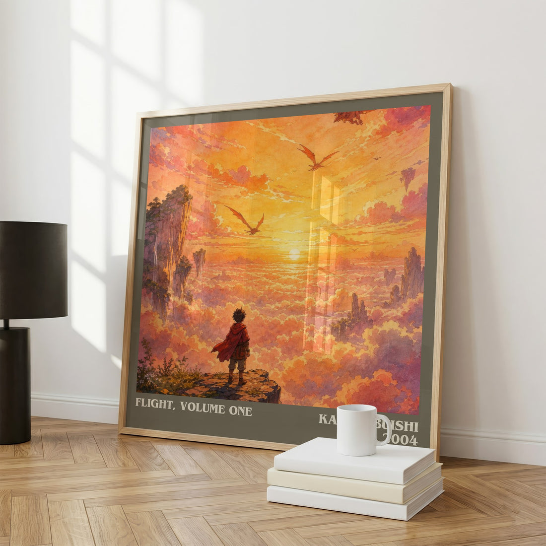 Flight, Volume One literary print framed by window – literary home decor