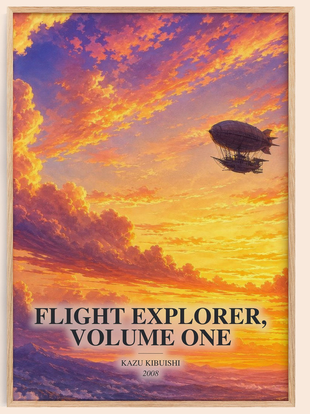 Flight Explorer, Volume One watercolour book poster by Kazu Kibuishi – framed literary art print