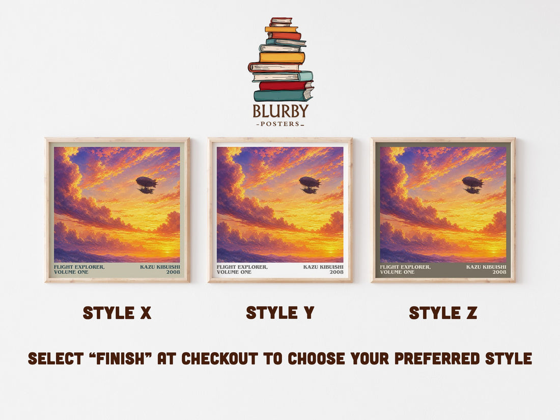 Flight Explorer, Volume One literary print in frame leaning in hallway – childrens wall art (mockup)