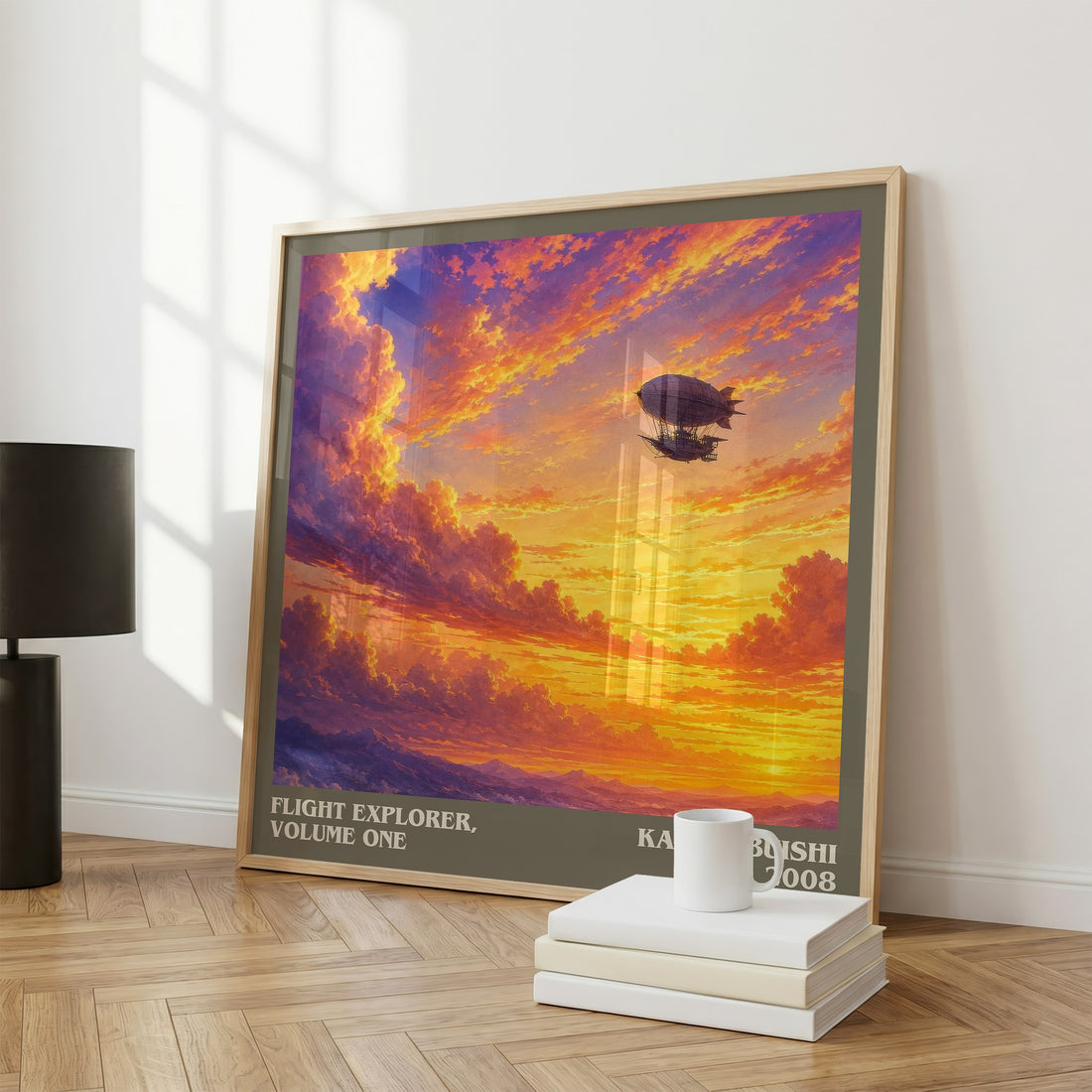 Flight Explorer, Volume One literary print framed by window – literary home decor