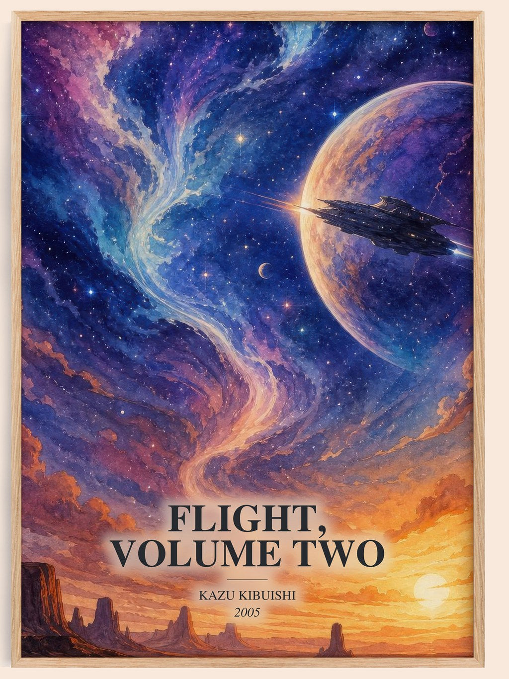 Flight, Volume Two watercolour book poster by Kazu Kibuishi – framed literary art print