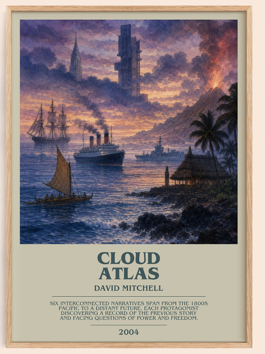Cloud Atlas bookish book poster by David Mitchell – framed literary art print