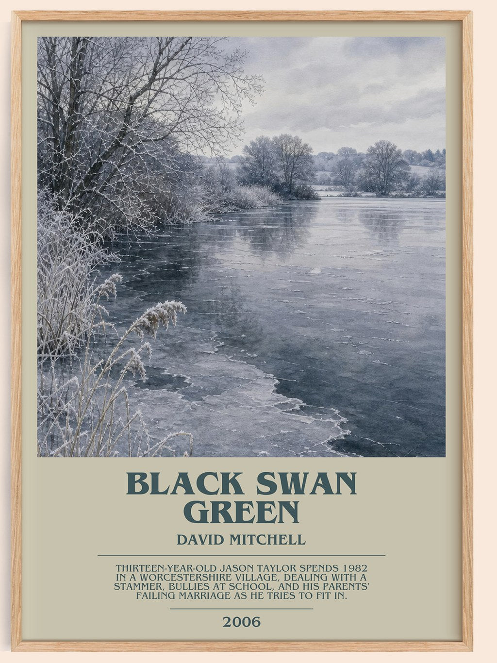 Black Swan Green bookish book poster by David Mitchell – framed literary art print