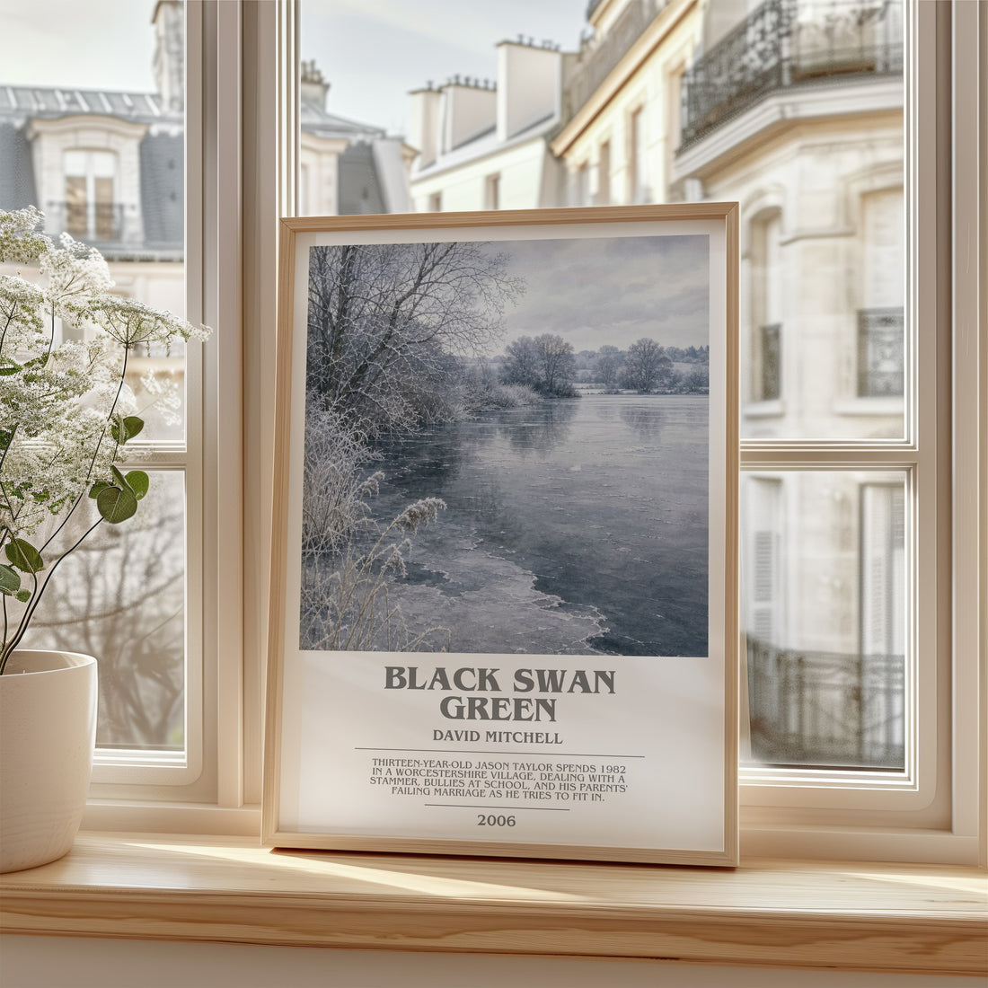 Black Swan Green bookish poster colour and style options – David Mitchell book art