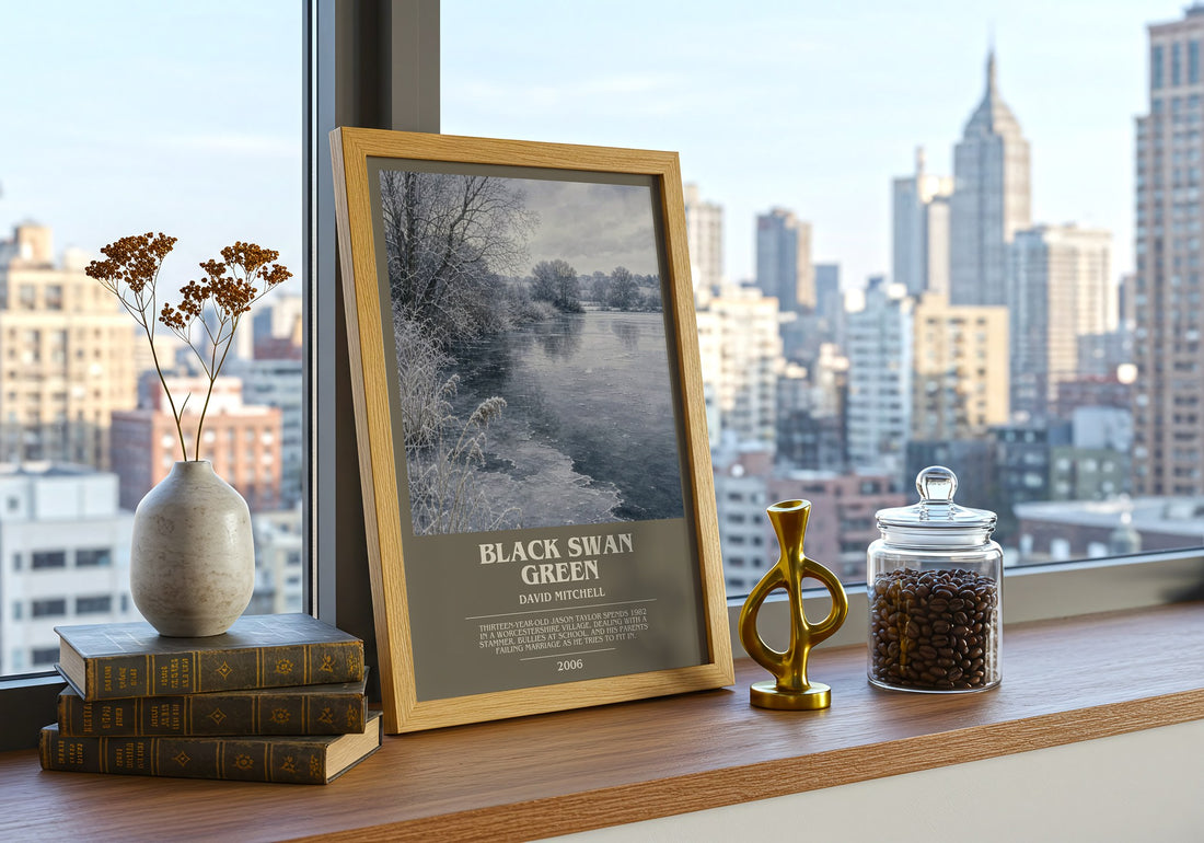 Black Swan Green bookish print framed by window – literary home decor