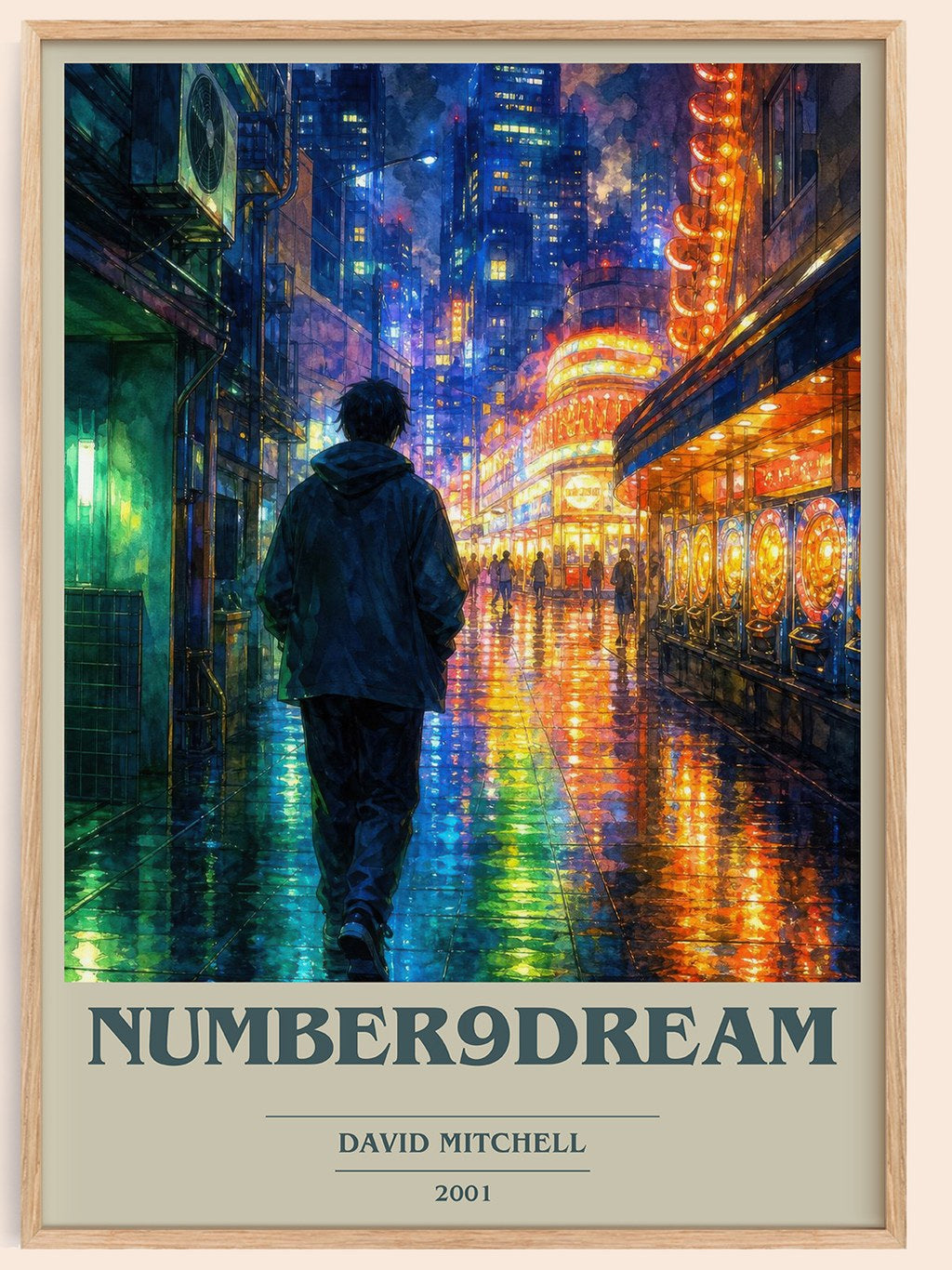 Number9Dream book cover book poster by David Mitchell – framed literary art print