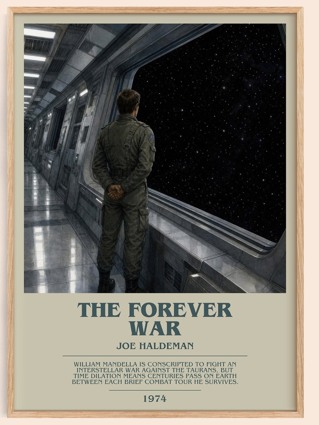 The Forever War bookish book poster by Joe Haldeman – framed literary art print
