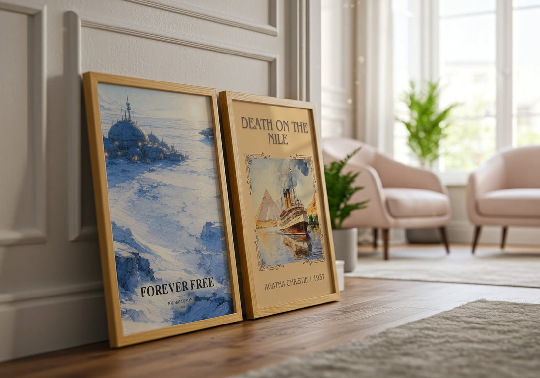 Forever free watercolour print framed by window – literary home decor