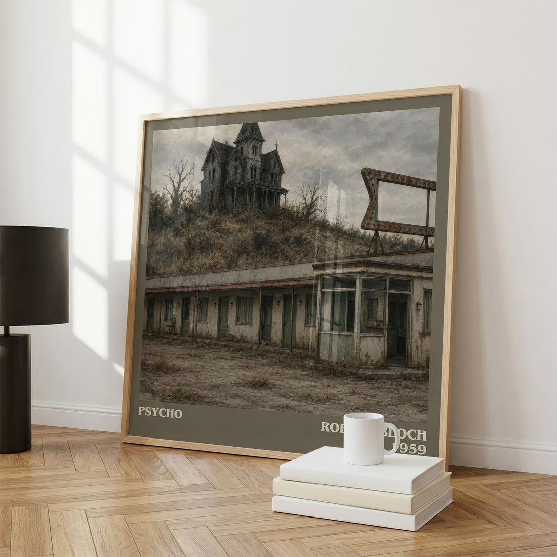 Psycho literary print framed by window – literary home decor