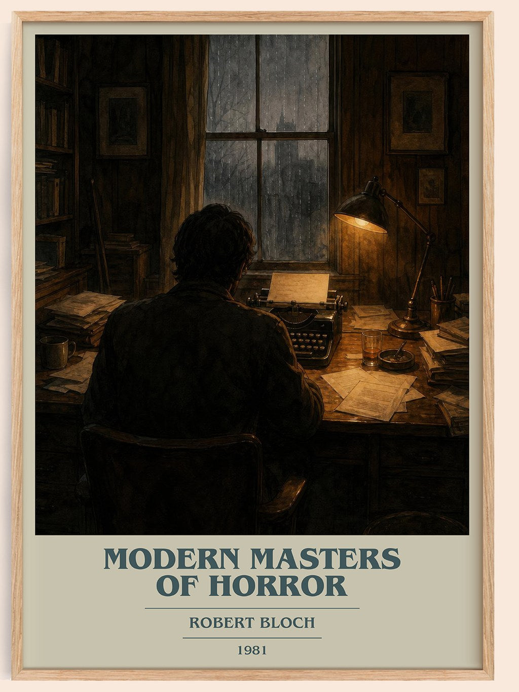 Modern Masters of Horror book cover book poster by Robert Bloch – framed literary art print