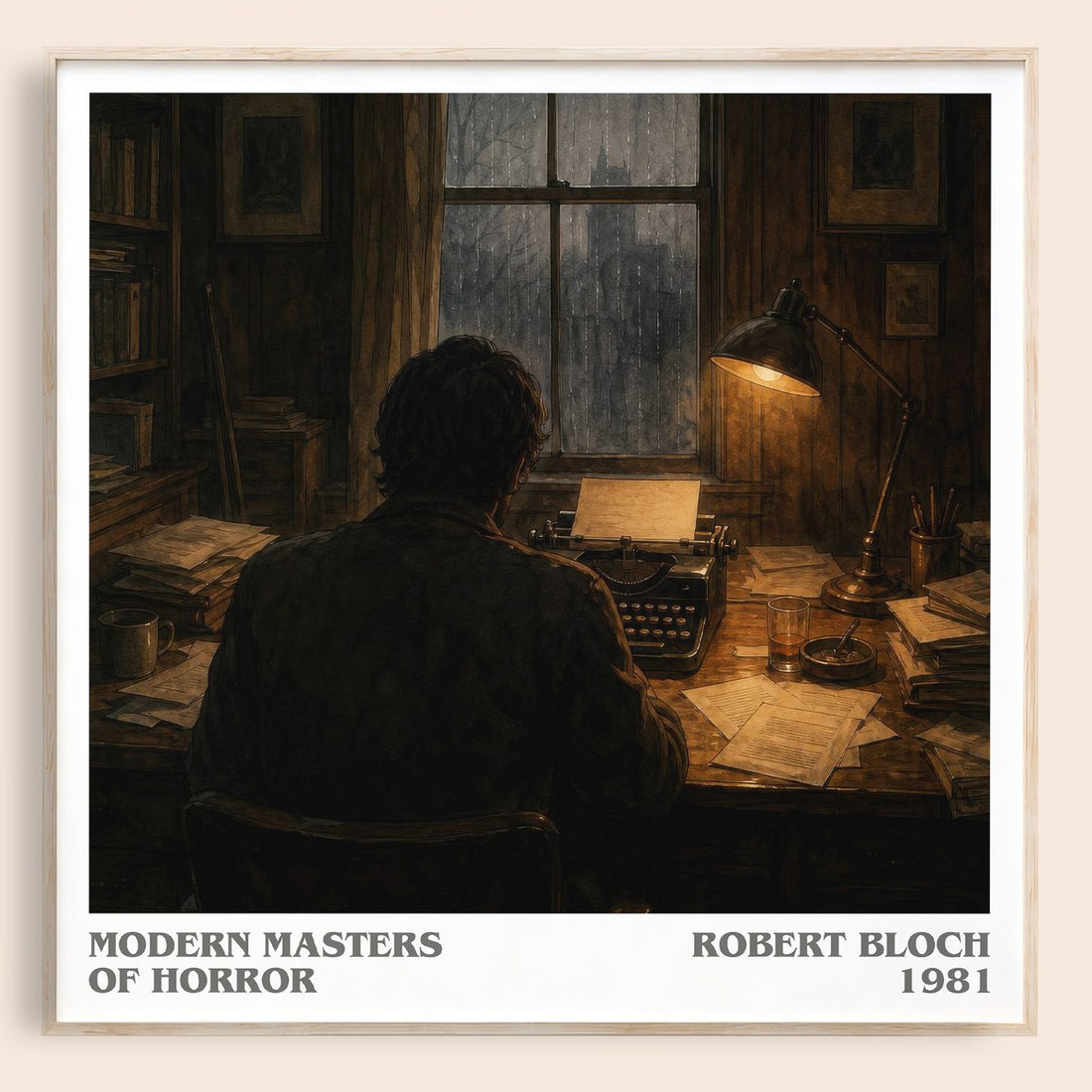 Modern Masters of Horror literary book poster by Robert Bloch – framed literary art print