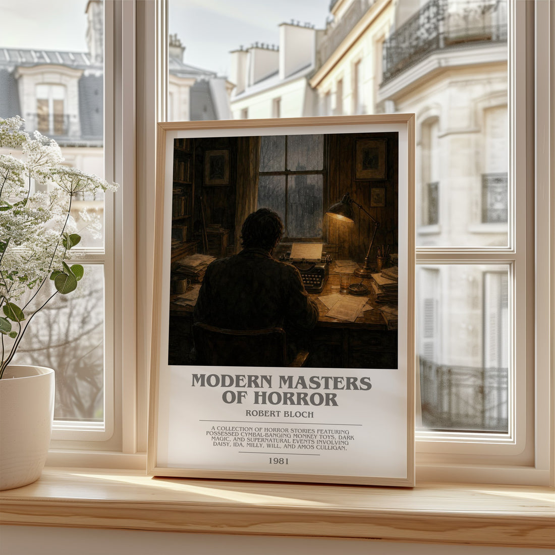 Modern Masters of Horror bookish poster colour and style options – Robert Bloch book art