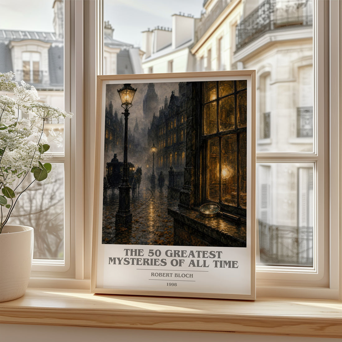 The 50 Greatest Mysteries of All Time book cover poster colour and style options – Robert Bloch book art