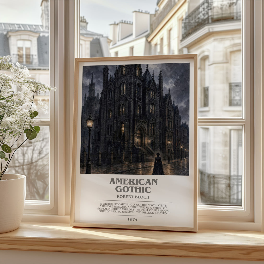 American Gothic bookish poster colour and style options – Robert Bloch book art