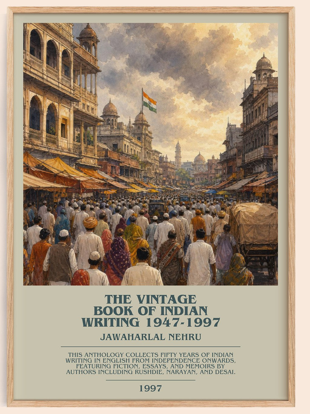 The Vintage Book of Indian Writing 1947-1997 bookish book poster by Jawaharlal Nehru – framed literary art print