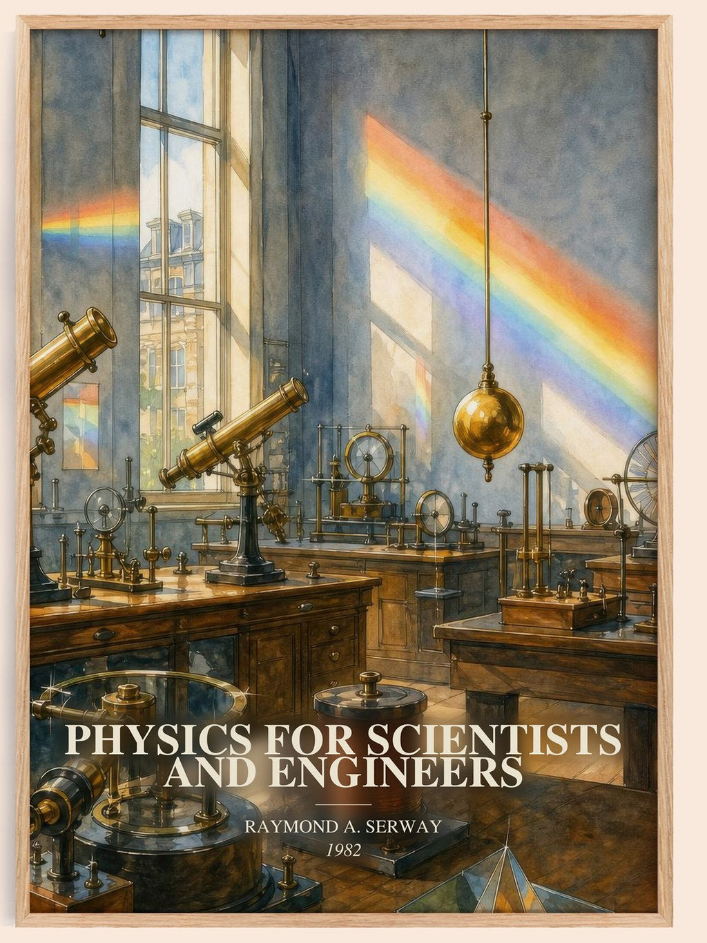 Physics for scientists and engineers watercolour book poster by Raymond A. Serway – framed literary art print