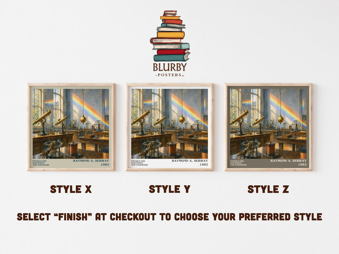 Physics for scientists and engineers literary print in frame leaning in hallway – non fiction wall art (mockup)