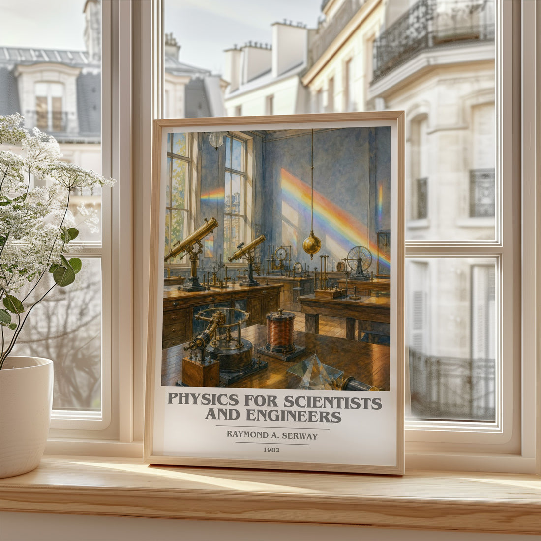 Physics for scientists and engineers book cover poster colour and style options – Raymond A. Serway book art