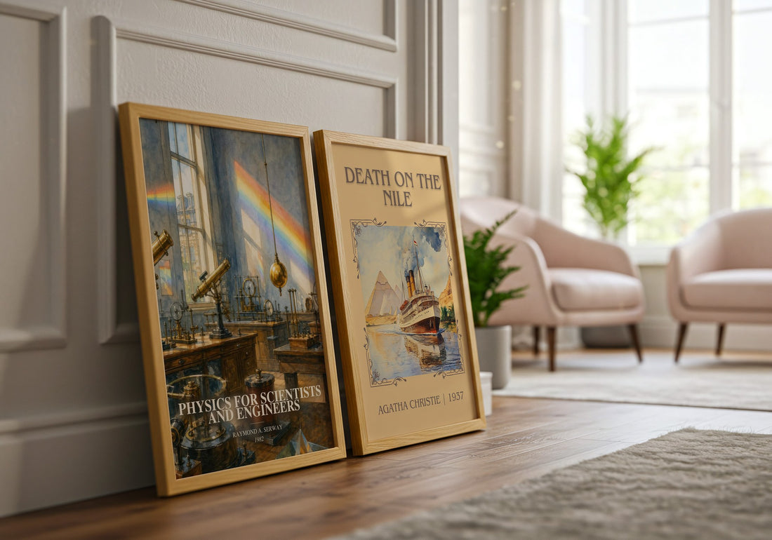 Physics for scientists and engineers watercolour print framed by window – literary home decor
