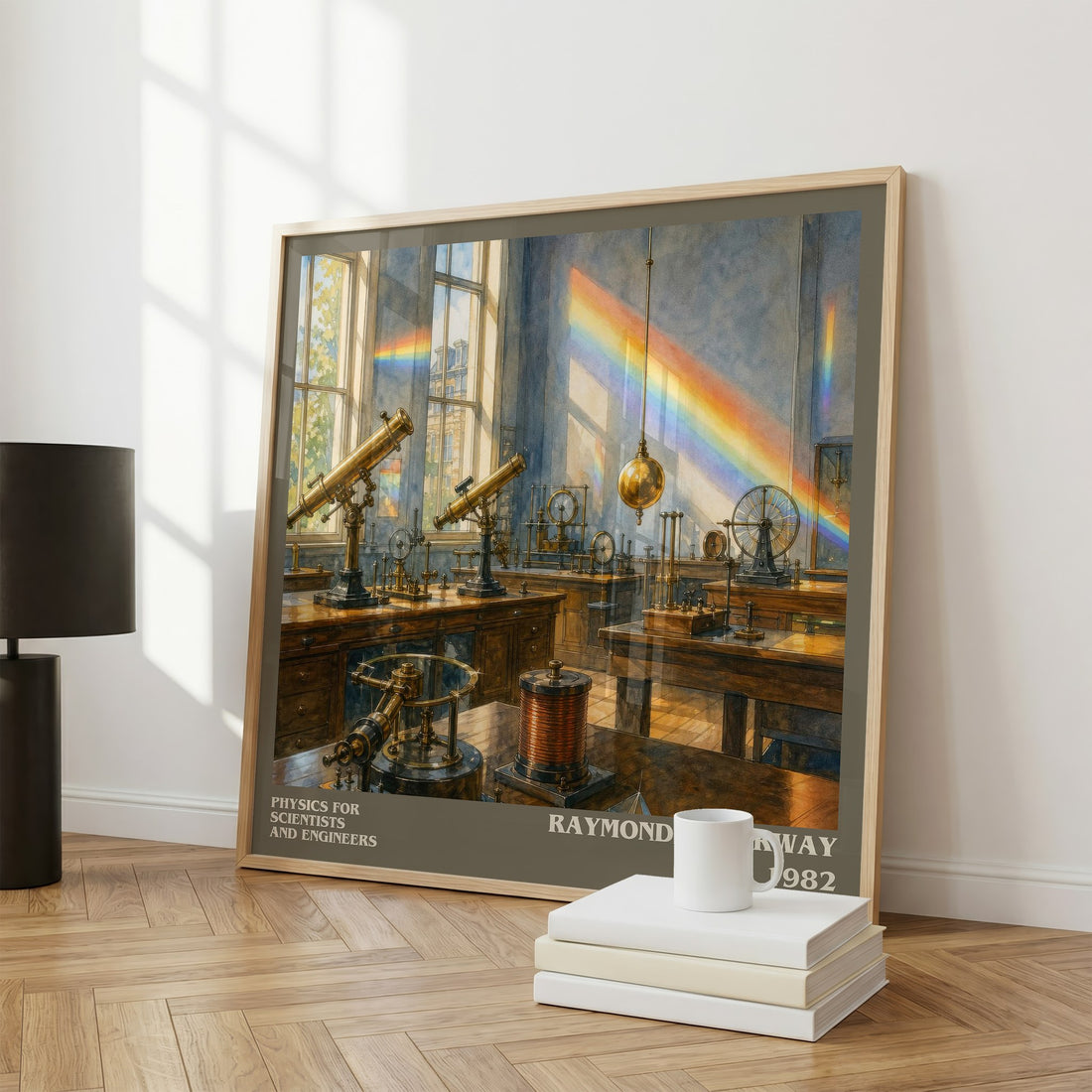 Physics for scientists and engineers literary print framed by window – literary home decor