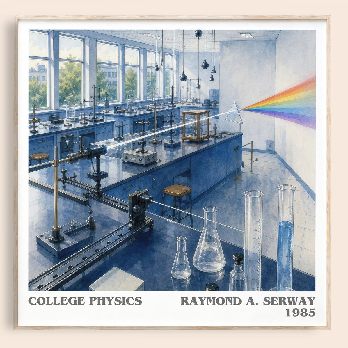 College physics literary book poster by Raymond A. Serway – framed literary art print