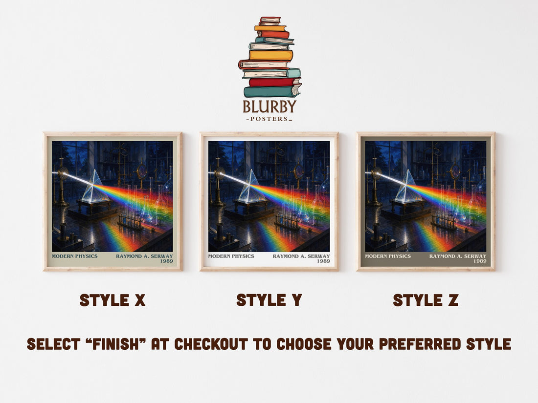 Modern Physics literary print in frame leaning in hallway – non fiction wall art (mockup)
